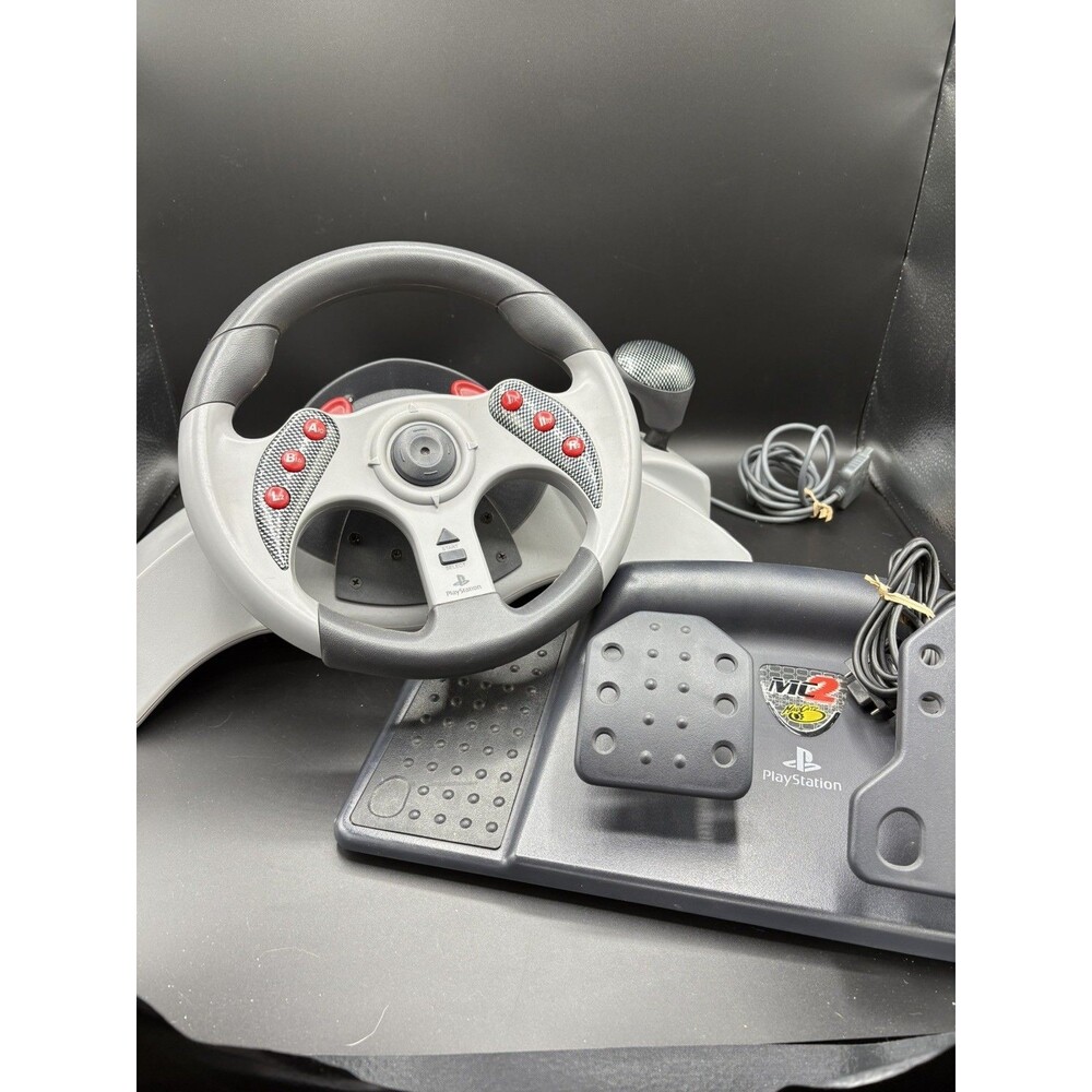 PlayStation Mad Catz MC2 Racing Steering Wheel and Pedals PS1/PS2 Tested/Working